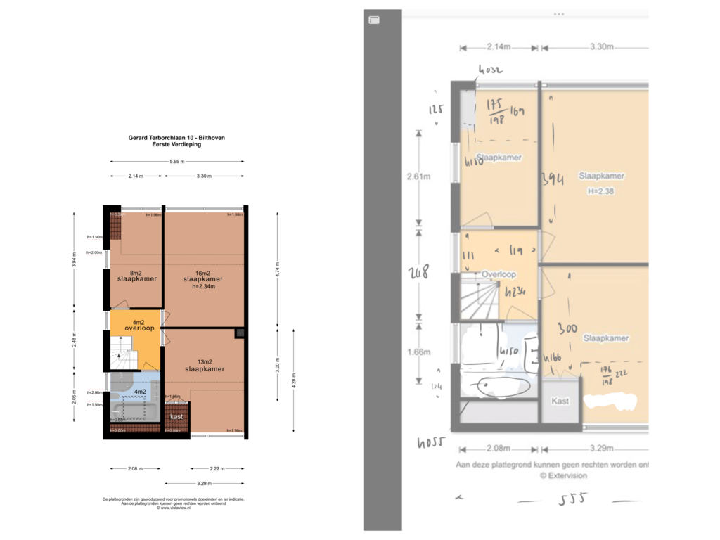 View floorplan of EERSTE VERDIEPING of Gerard Terborchlaan 10