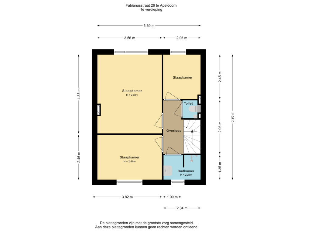 Bekijk plattegrond van 1e verdieping van Fabianusstraat 26