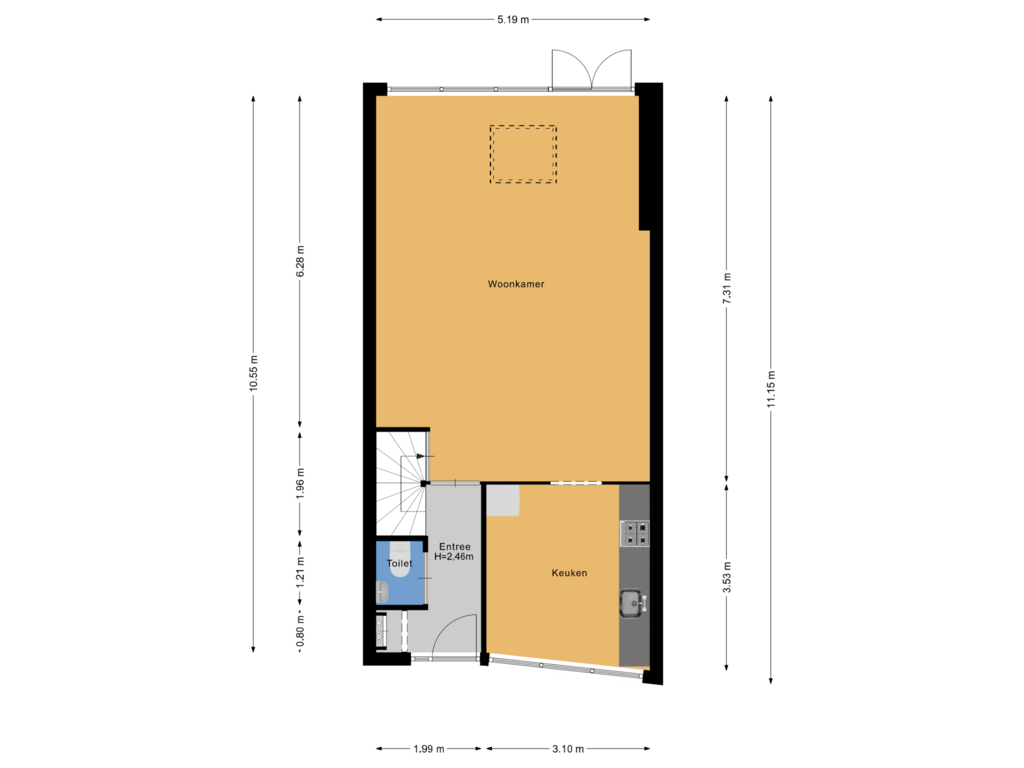 Bekijk plattegrond van Begane grond van Bruggensingel-Noord 22