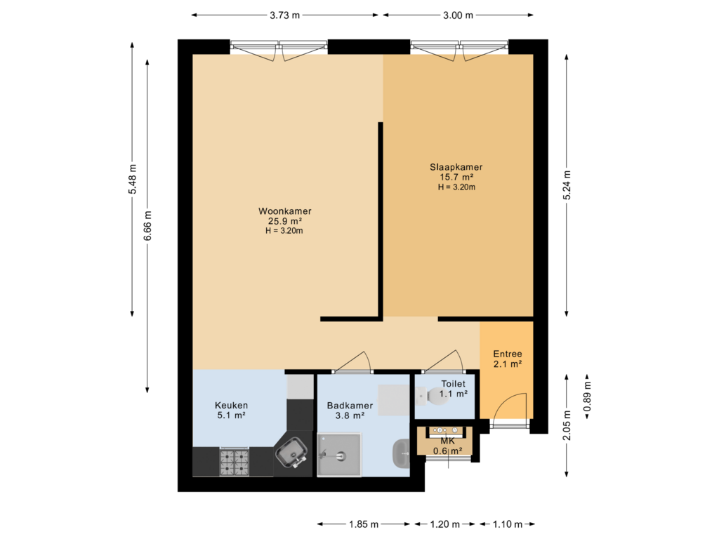 Bekijk plattegrond van Appartement van Hazerswoudestraat 344