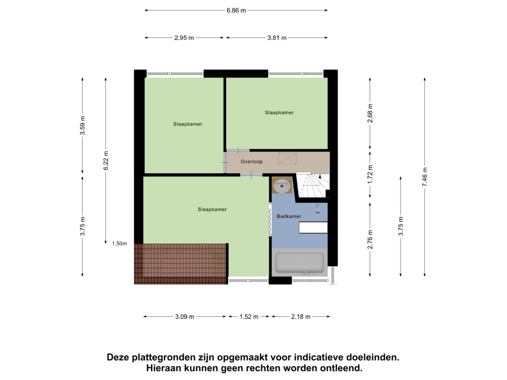 View floorplan of Eerste Verdieping of Oud Emmeloorderweg 21-B