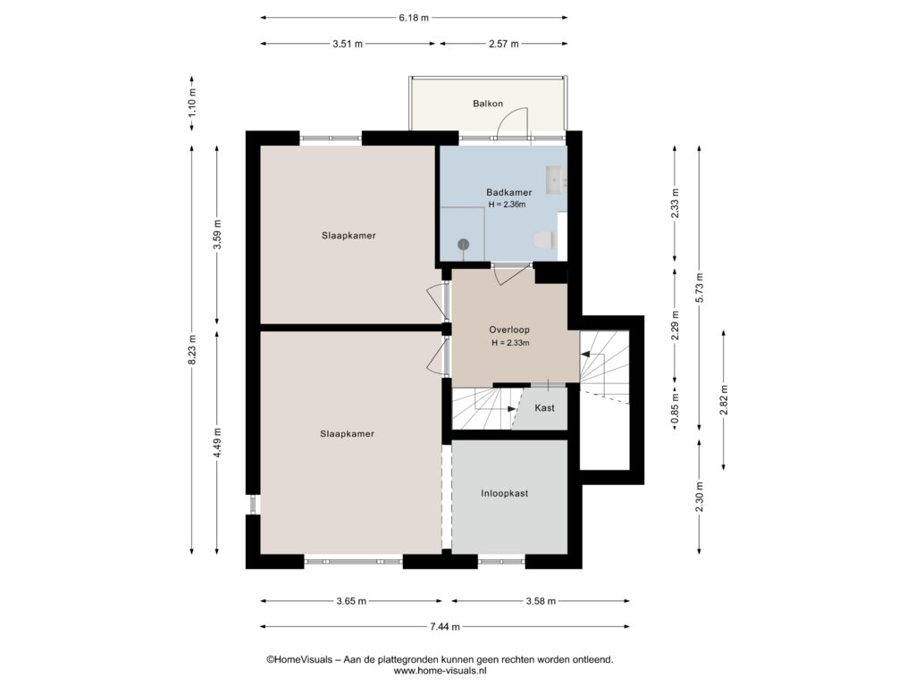 View floorplan of Eerste verdieping of Jacob Gillesstraat 24