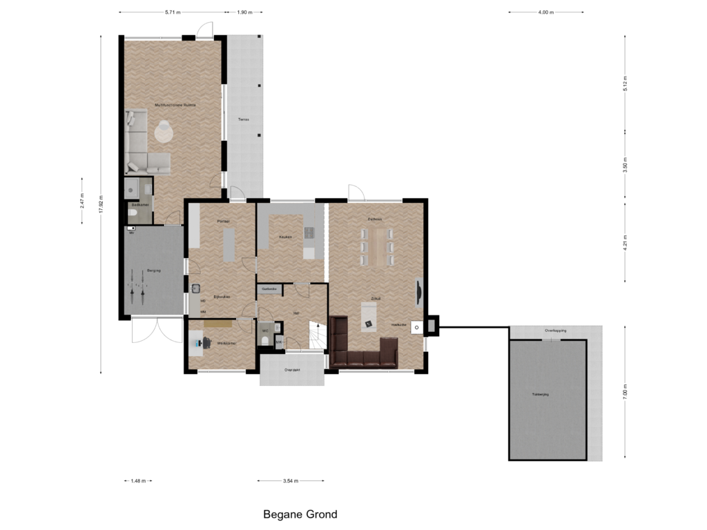 Bekijk plattegrond van Begane Grond van Spelthof 6