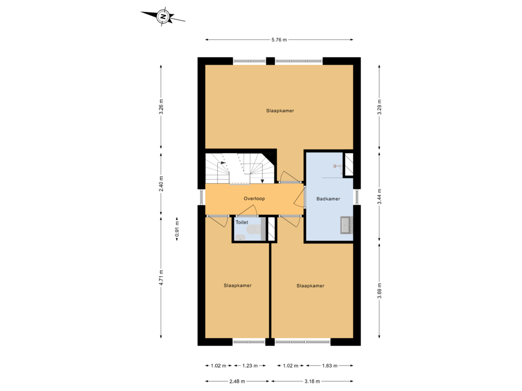 View floorplan of 1e Verdieping of Jan Vrijlandtsingel 24