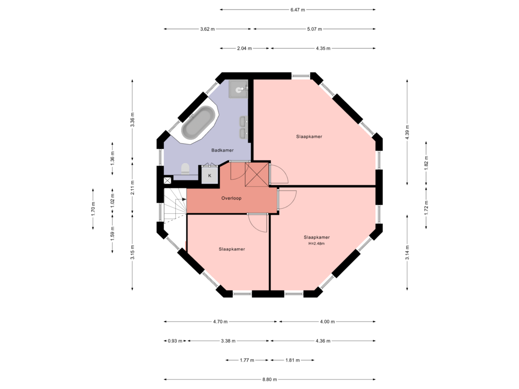 Bekijk plattegrond van 2e verdieping van Paletsingel 100