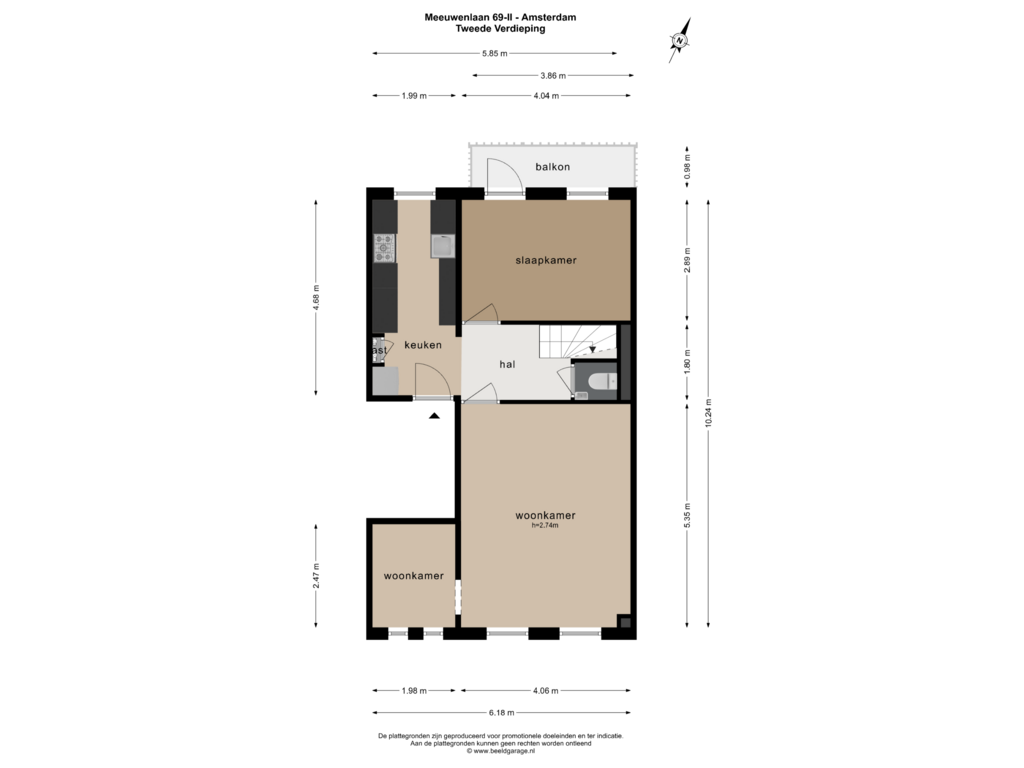 Bekijk plattegrond van Tweede Verdieping van Meeuwenlaan 69-2