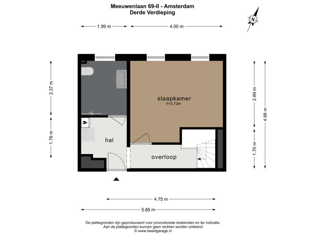 Bekijk plattegrond van Derde Verdieping van Meeuwenlaan 69-2