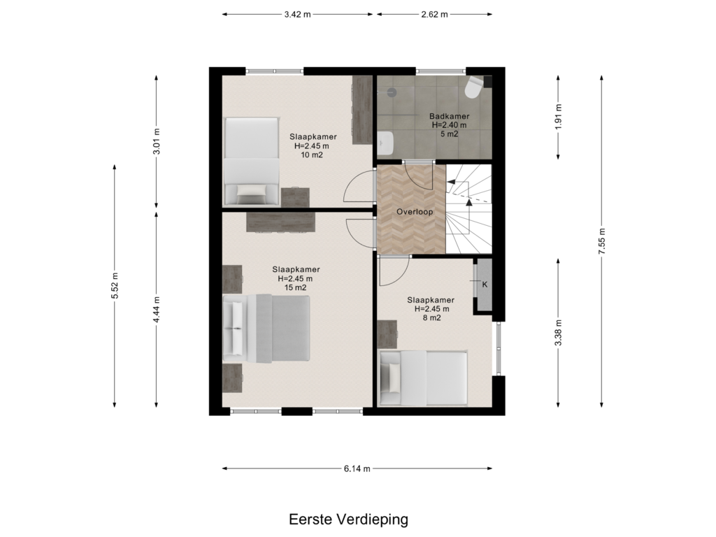 View floorplan of Eerste Verdieping of Nieuwe Steeg 41