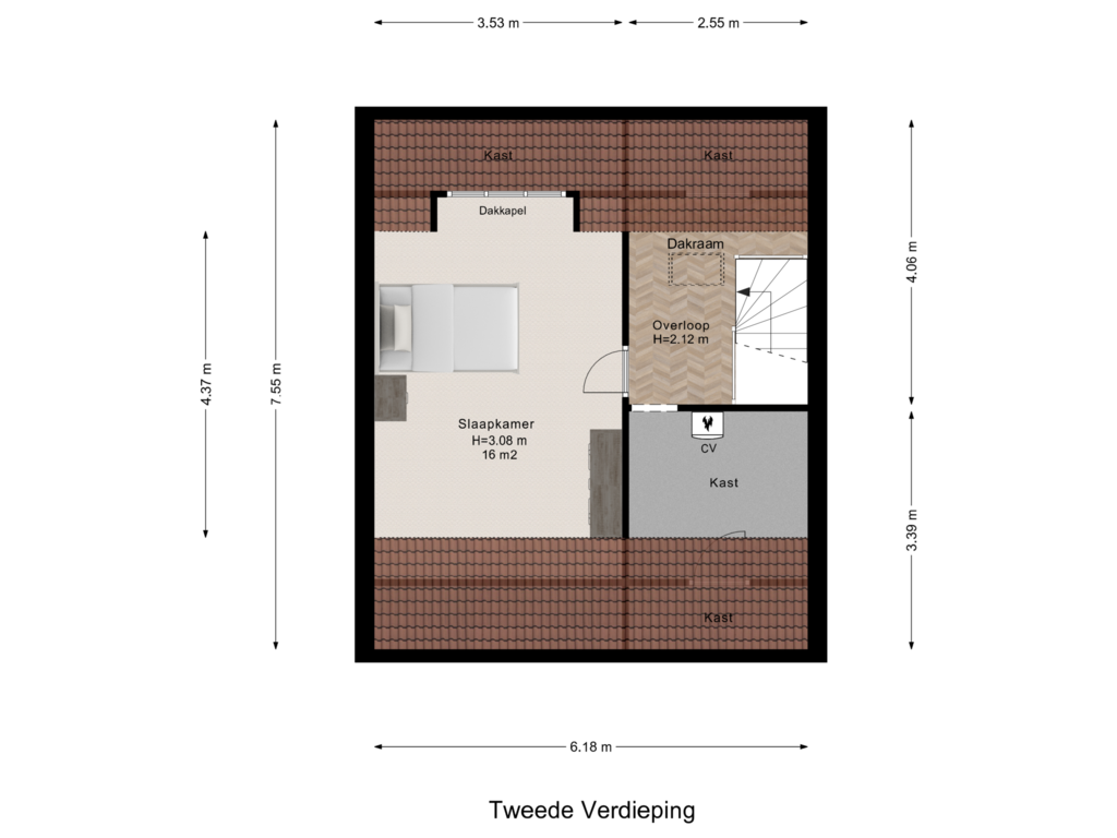 View floorplan of Tweede Verdieping of Nieuwe Steeg 41