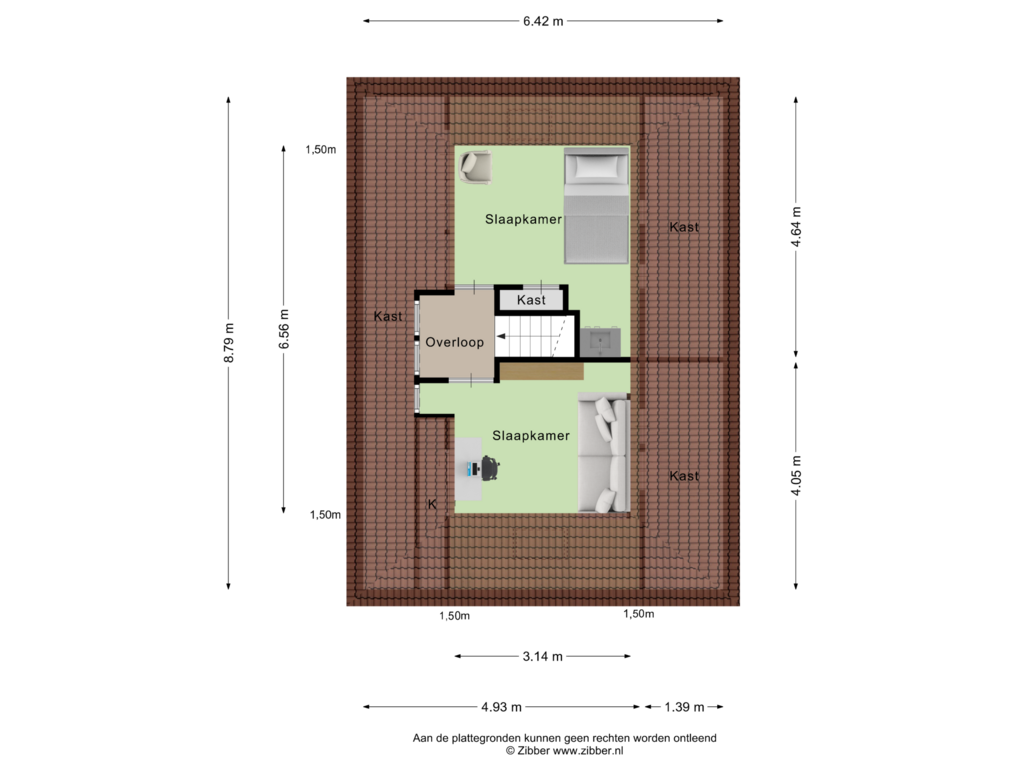 View floorplan of Tweede verdieping of Warandelaan 5-N