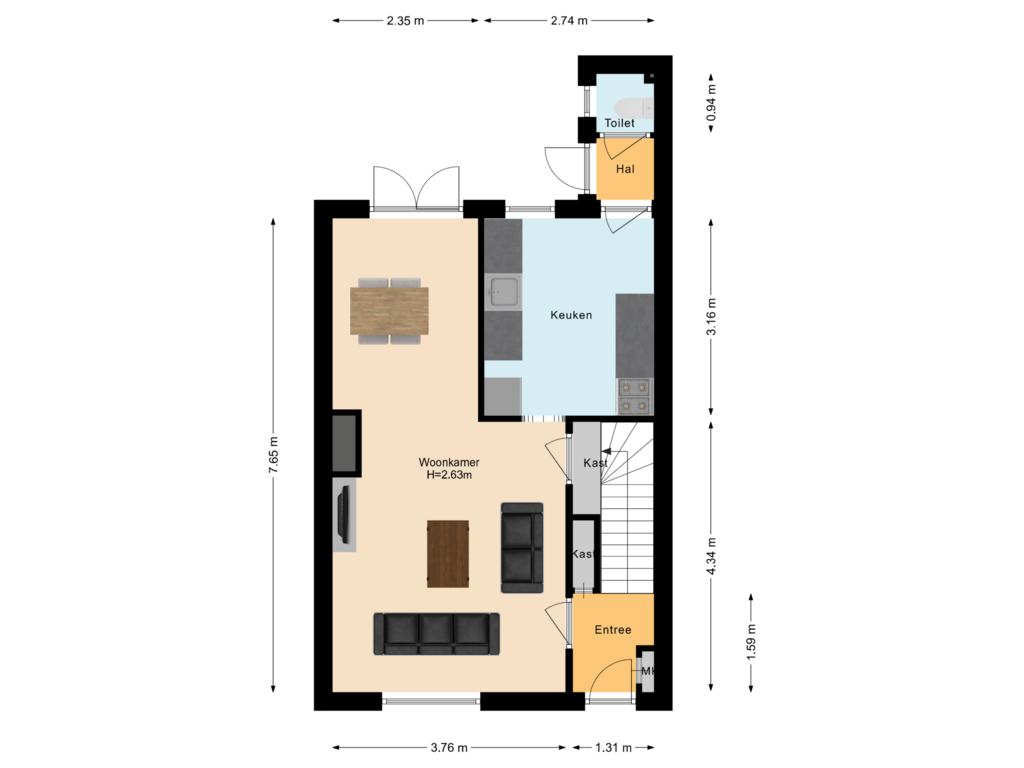 View floorplan of Begane grond of Jan van Bruhezestraat 10