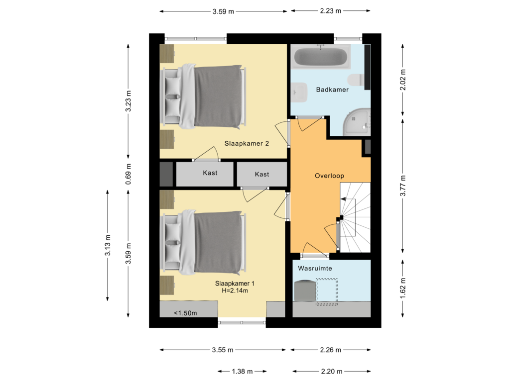 View floorplan of Eerste verdieping of Jan van Bruhezestraat 10