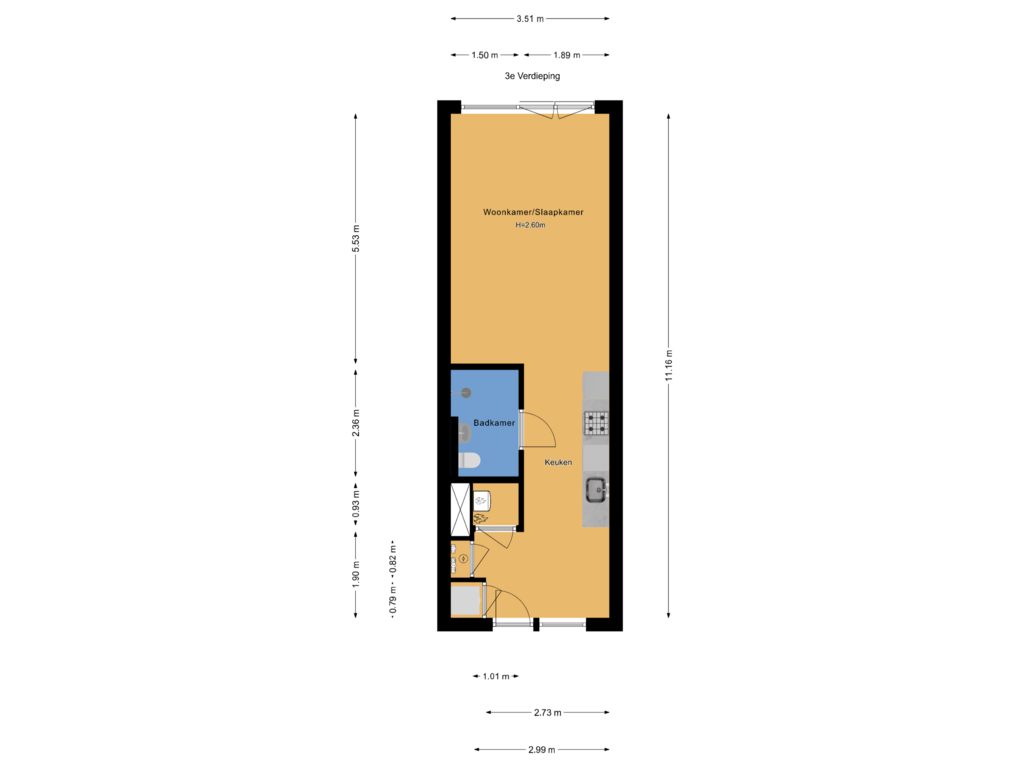 Bekijk plattegrond van 3e Verdieping van Calandkade 162-M