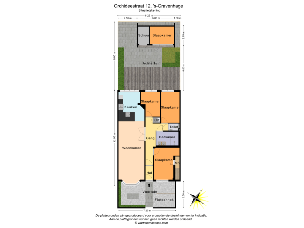 Bekijk plattegrond van Situatietekening van Orchideestraat 12