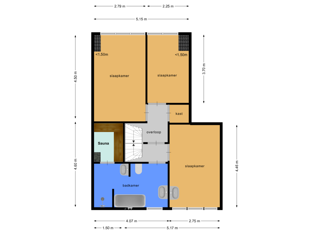 Bekijk plattegrond van Eerste verdieping van Waardijnstraat 45