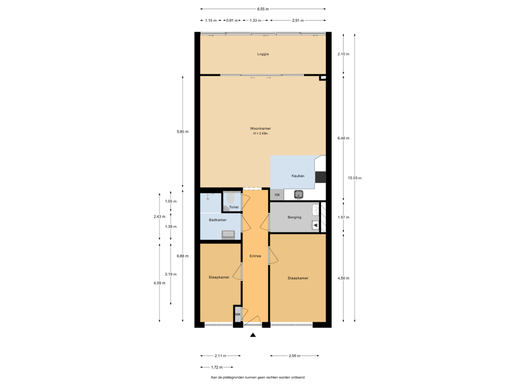 View floorplan of Appartement of Krispijnseweg 66-U