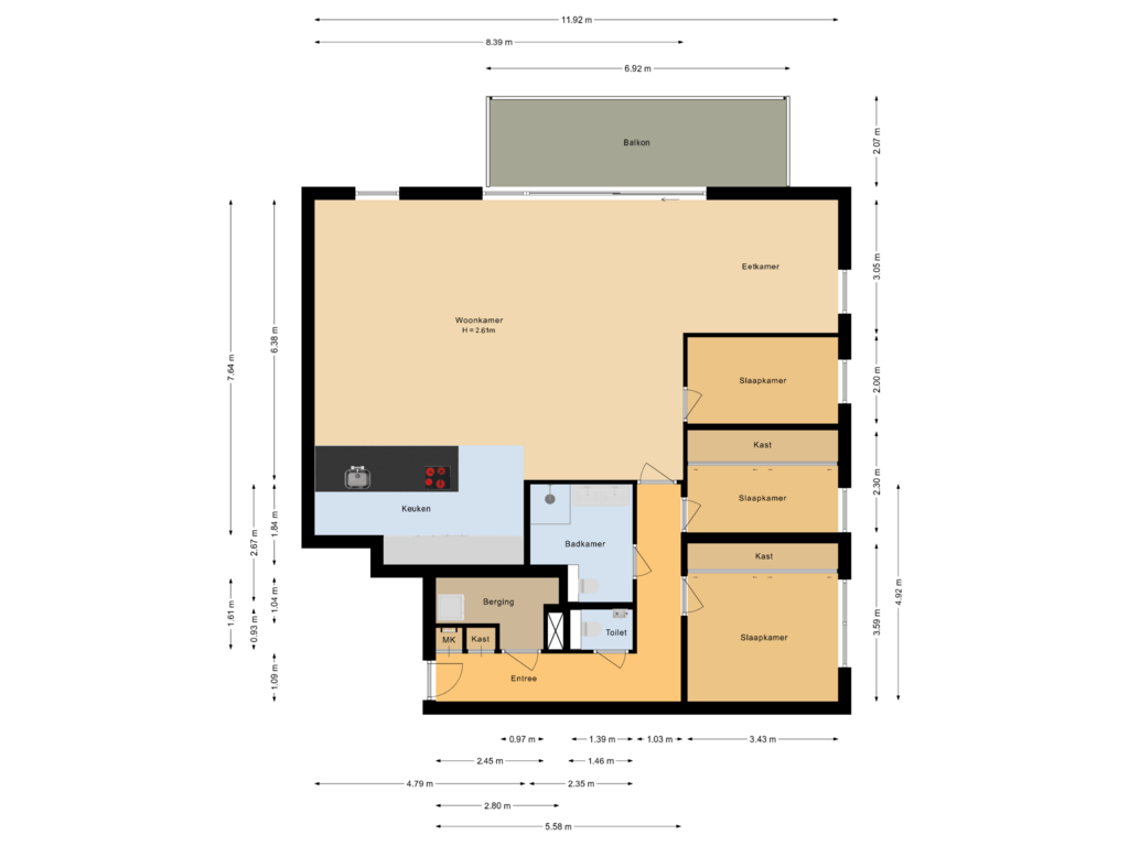 Bekijk plattegrond van Appartement van Dettifossstraat 90