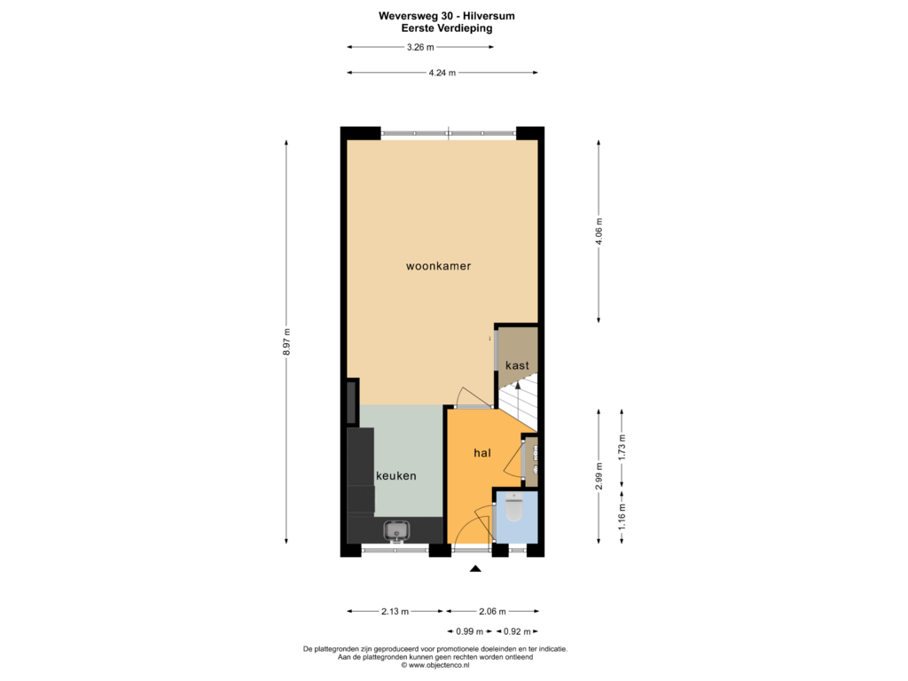 View floorplan of Eerste Verdieping of Weversweg 30