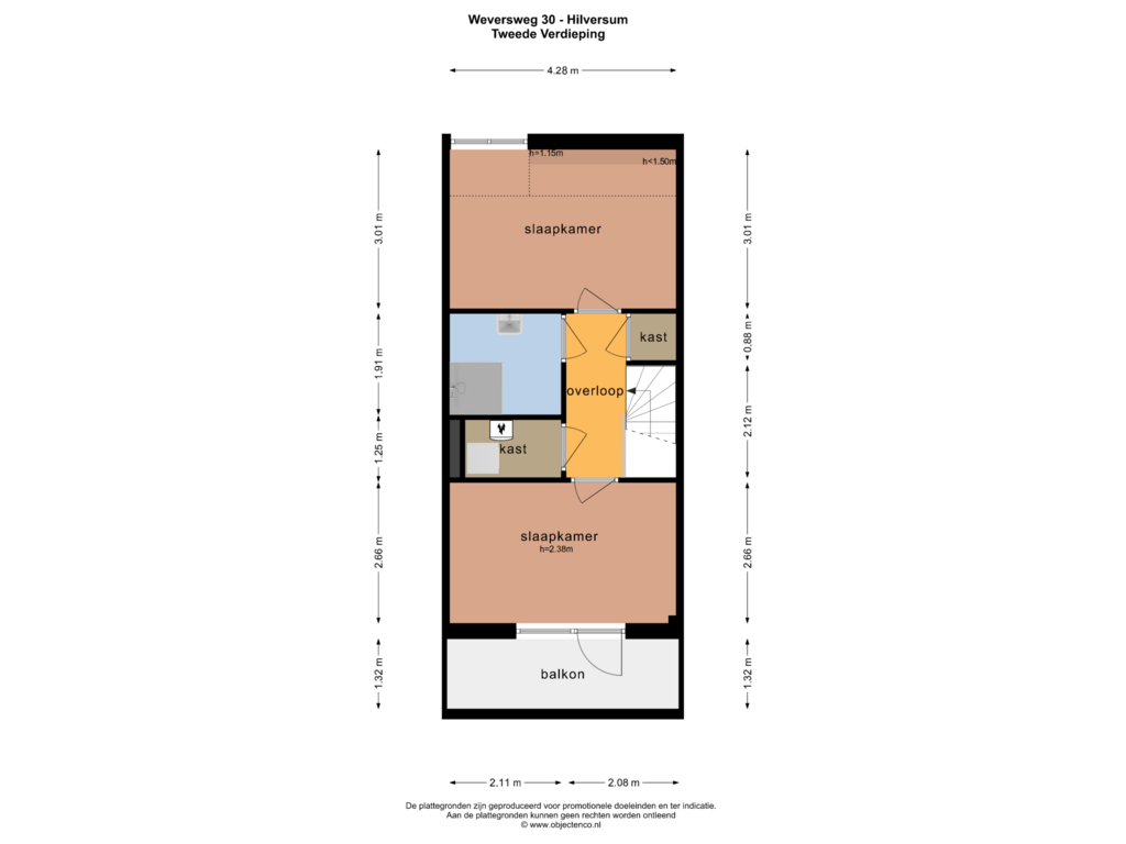 View floorplan of Tweede Verdieping of Weversweg 30