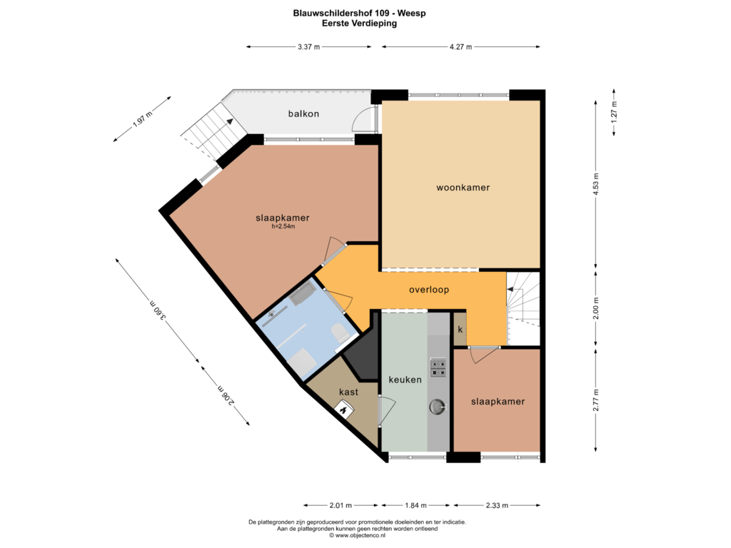 Bekijk plattegrond van EERSTE VERDIEPING van Blauwschildershof 109