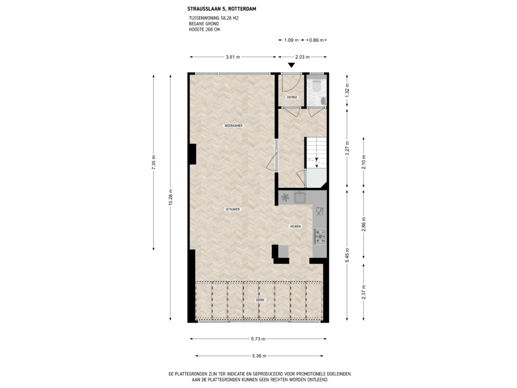 Bekijk plattegrond van Begane grond van Strausslaan 5