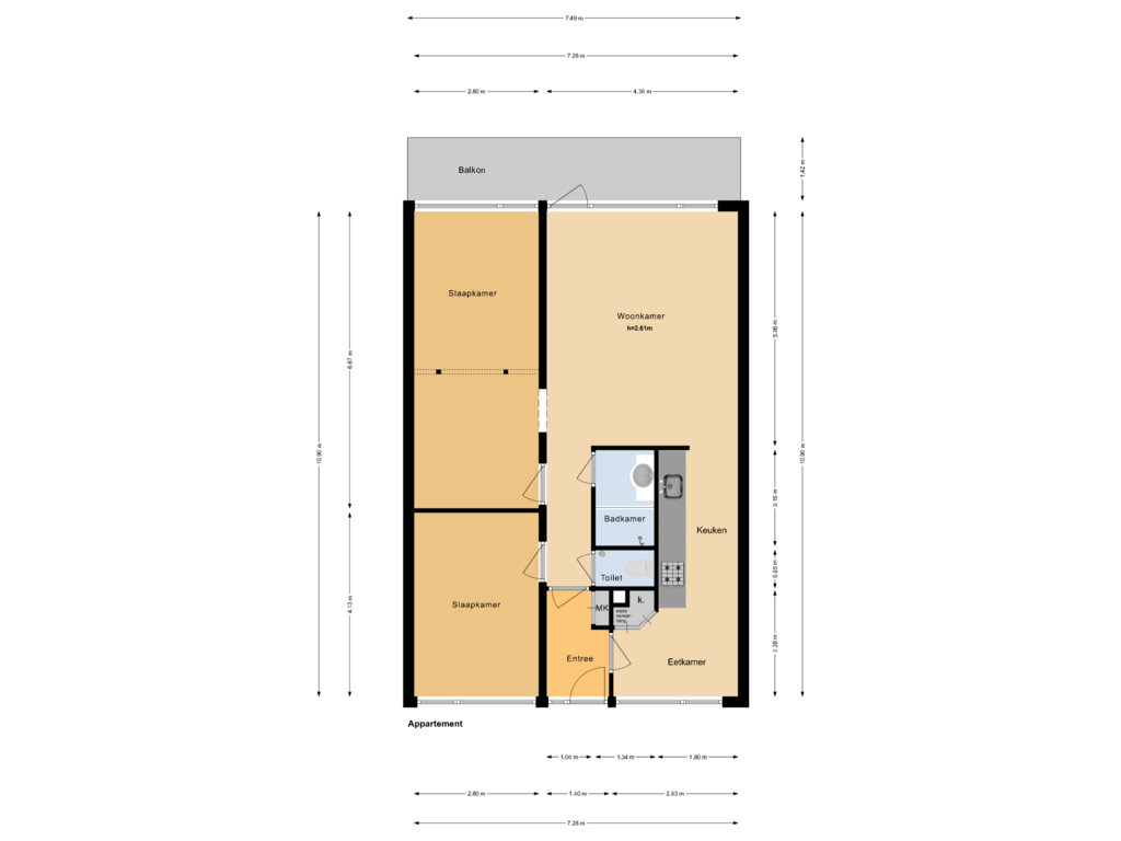 Bekijk plattegrond van Appartement van Kikkenstein 3943