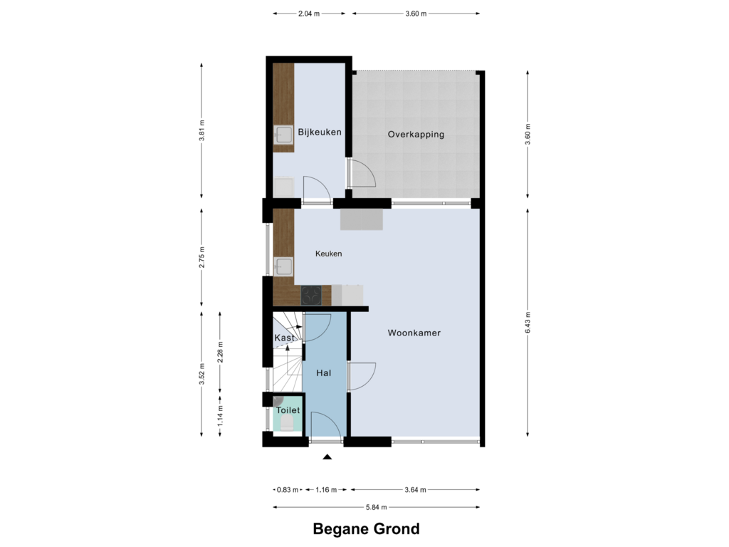 Bekijk plattegrond van Begane Grond van Burgemeester Petersstr 5