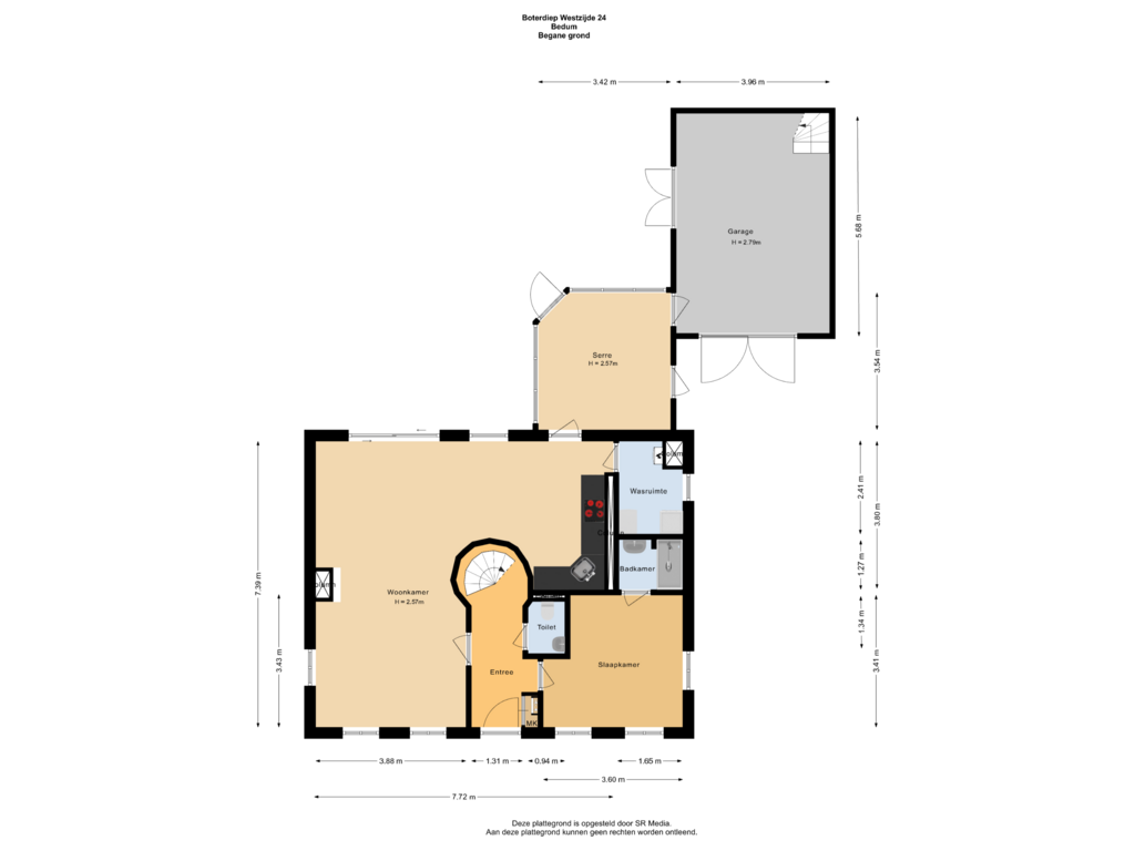 View floorplan of Begane grond of Boterdiep Wz 24