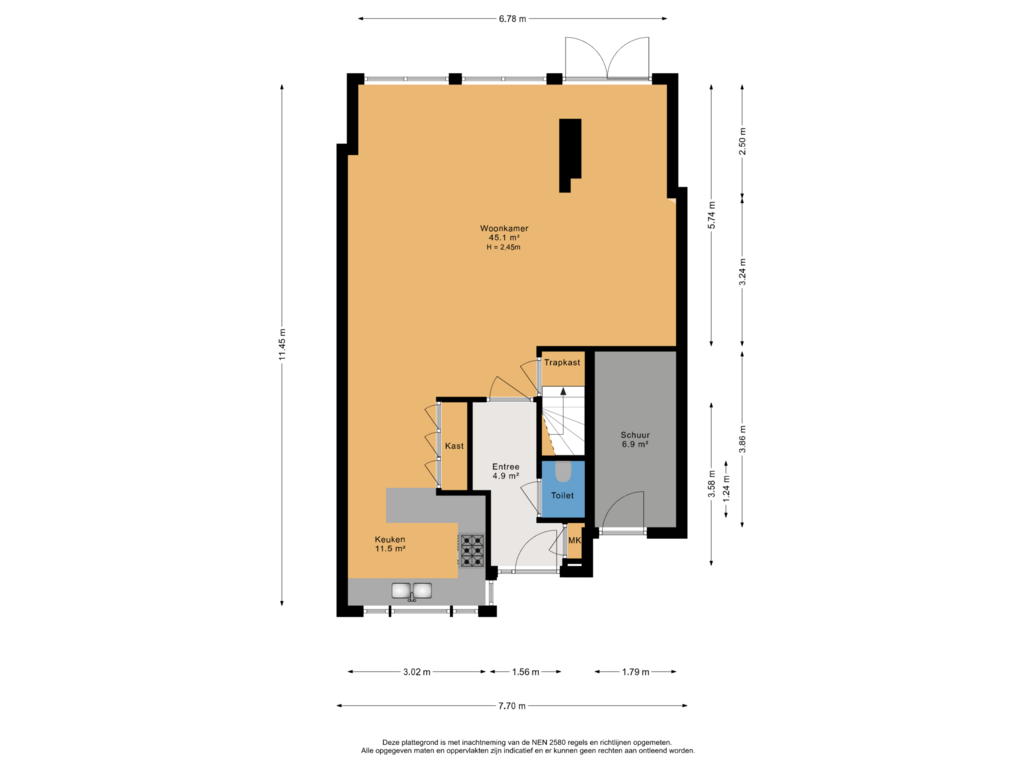 View floorplan of Begane grond of Aart van der Leeuwkade 128