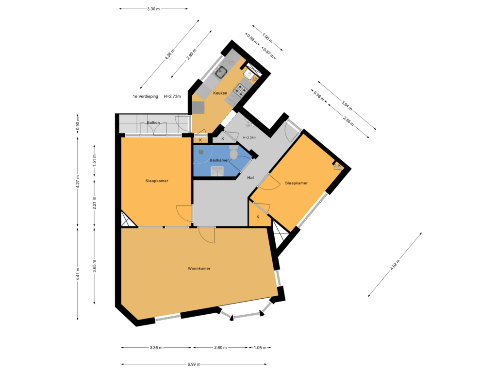 Bekijk plattegrond van 1e Verdieping van Laan van Eik en Duinen 165