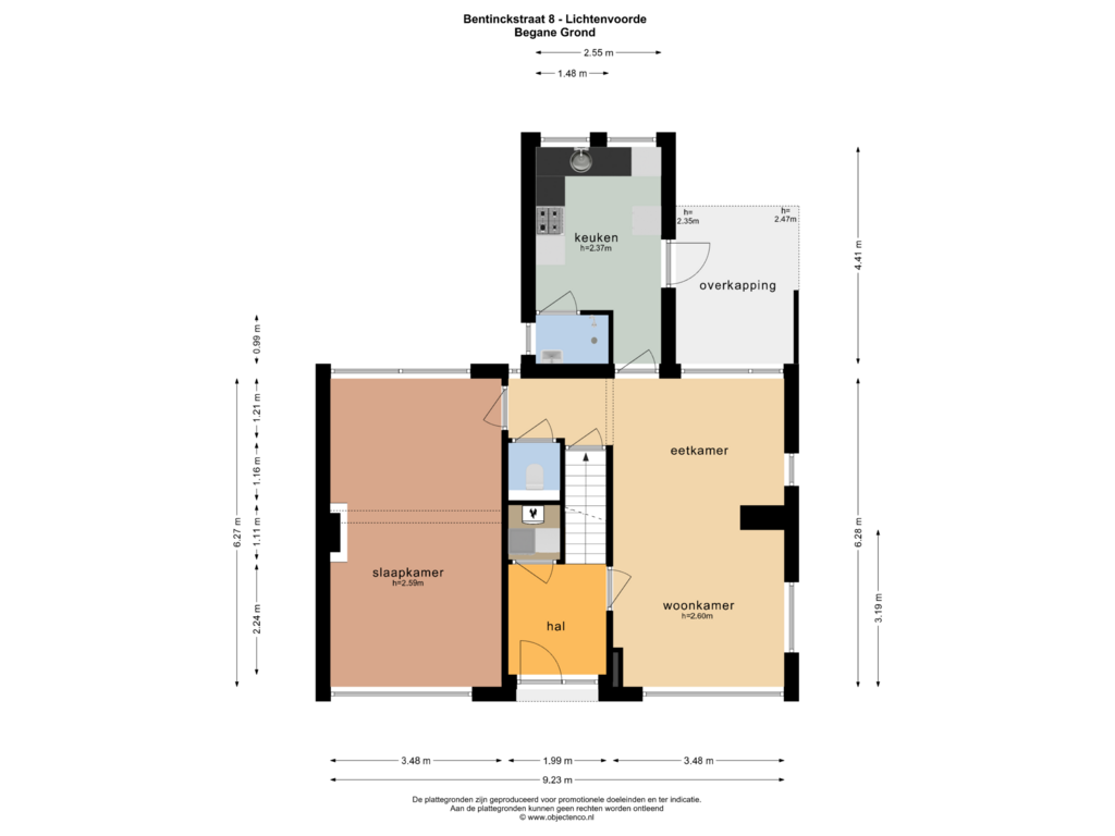 Bekijk plattegrond van BEGANE GROND van Bentinckstraat 8