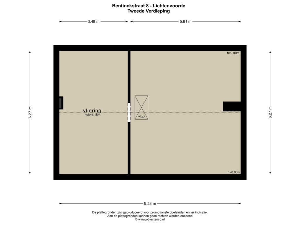 Bekijk plattegrond van TWEEDE VERDIEPING van Bentinckstraat 8