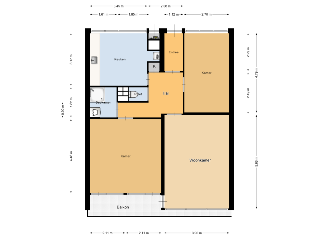 View floorplan of Appartement of Dr. Plesmanlaan 206