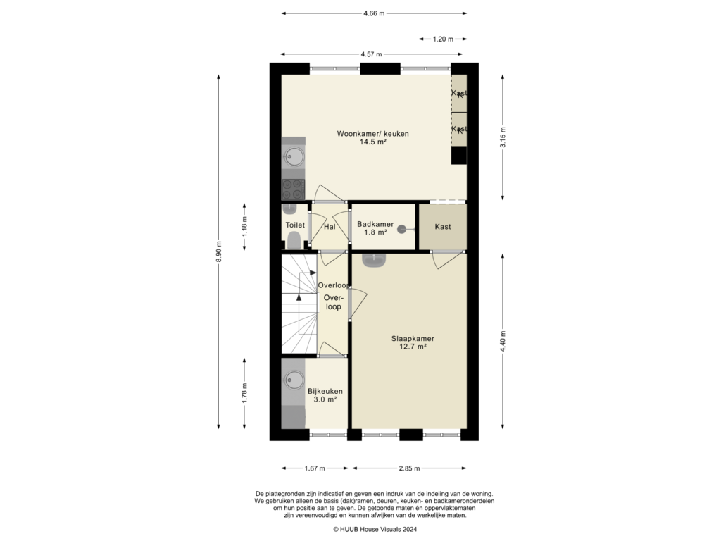 View floorplan of 1e Verdieping of Singelstraat 29