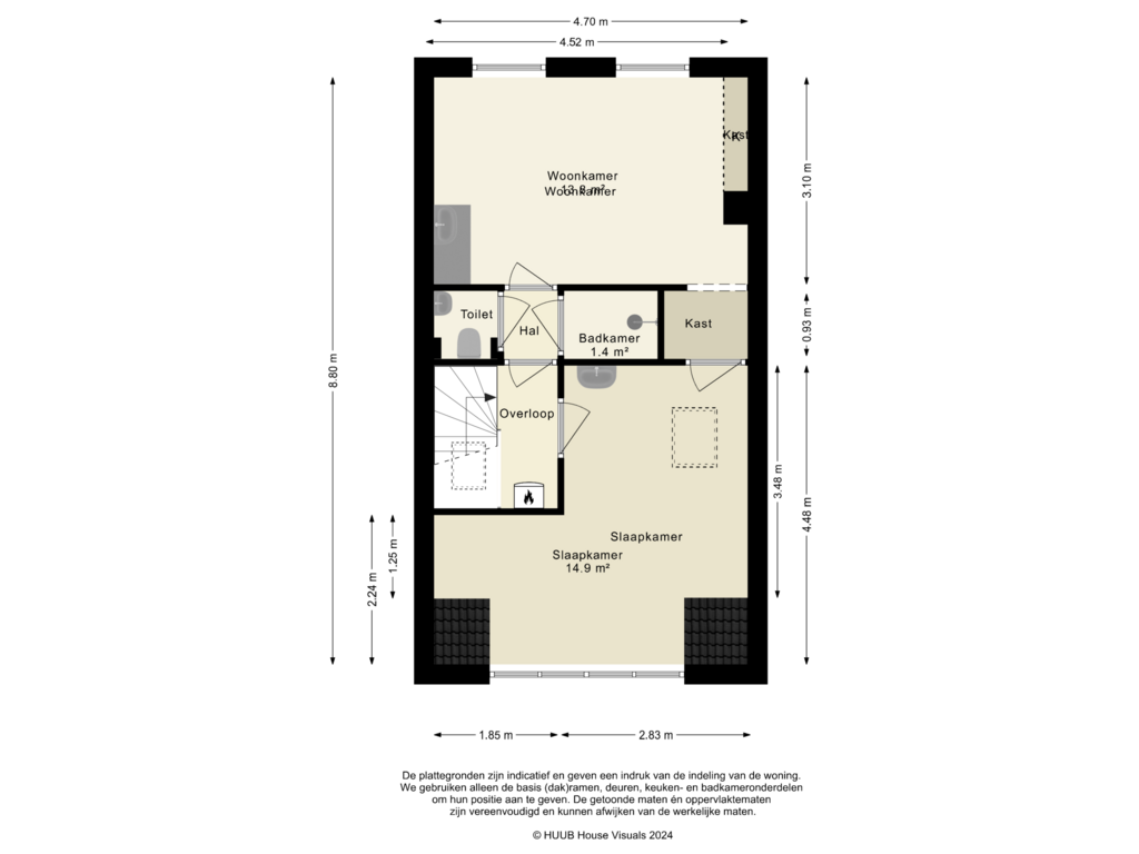 View floorplan of 2e Verdieping of Singelstraat 29