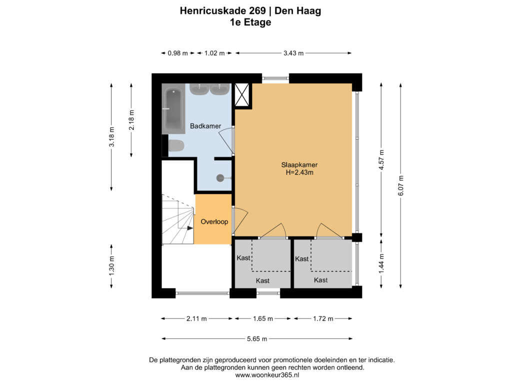 Bekijk plattegrond van 1e Etage van Henricuskade 269