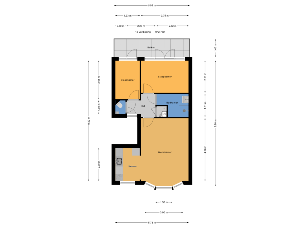 Bekijk plattegrond van 1e Verdieping van Rembrandtlaan 33-A1