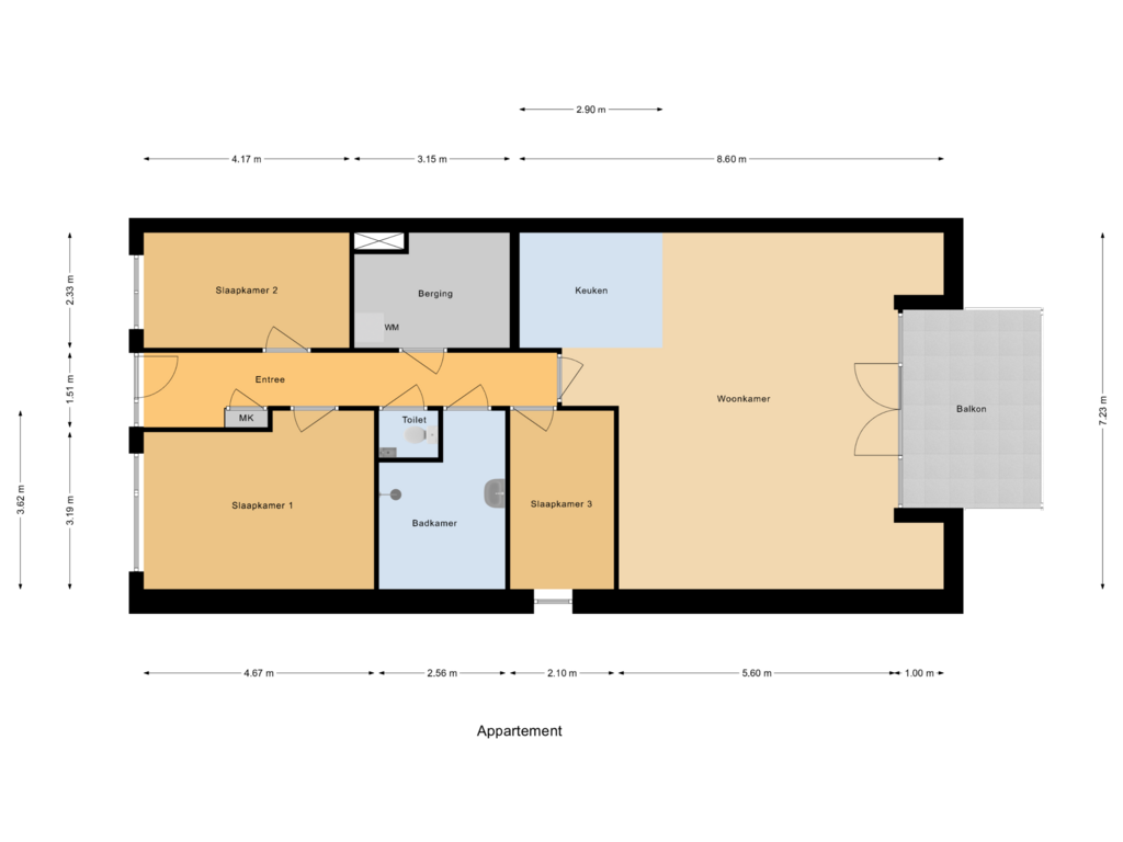 Bekijk plattegrond van Appartement van Bovenweg 77D, 2e Verdieping, 2 of 3 slaapk. (Bouwnr. 204)