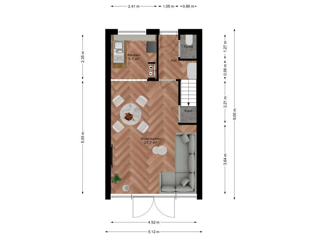 Bekijk plattegrond van First floor van Pastoor Hagenstraat 12-A