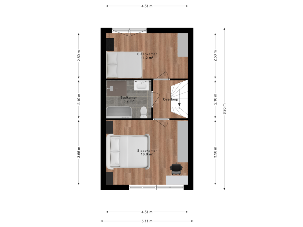 Bekijk plattegrond van eerste verdieping van Pastoor Hagenstraat 12-A