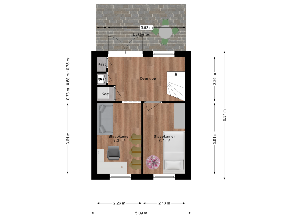 Bekijk plattegrond van tweede verdieping van Pastoor Hagenstraat 12-A