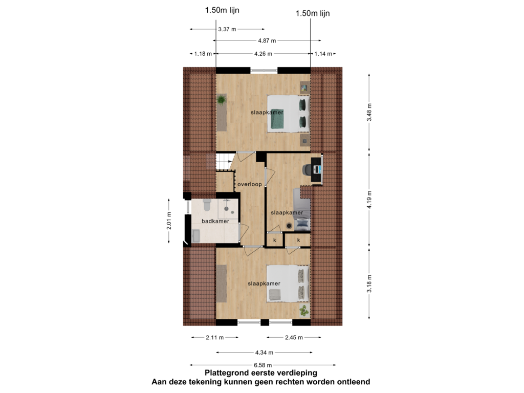 View floorplan of 1e verdieping of Beeksestraat 20