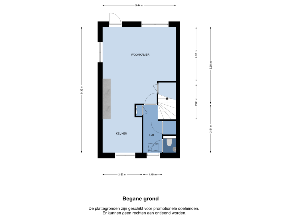 Bekijk plattegrond van Begane grond van Hoekwoning (Bouwnr. 14)