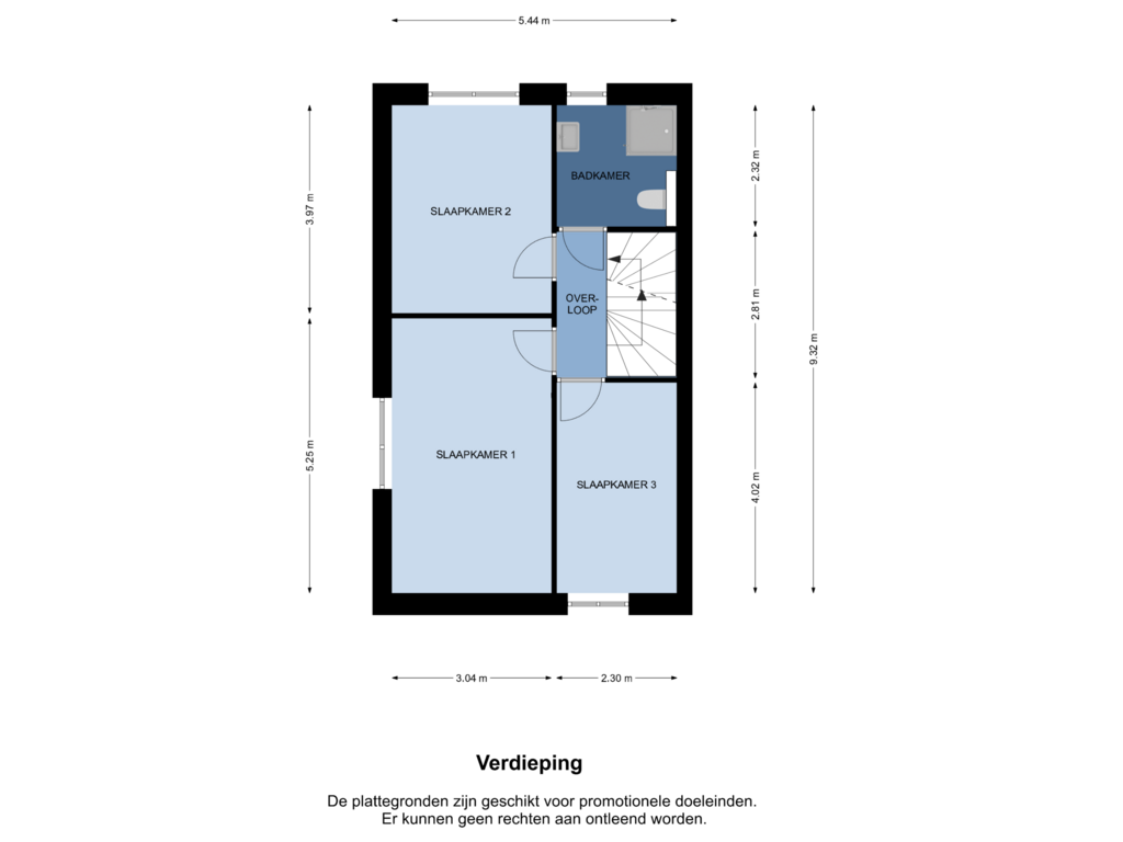 View floorplan of Verdieping of Hoekwoning (Bouwnr. 37)