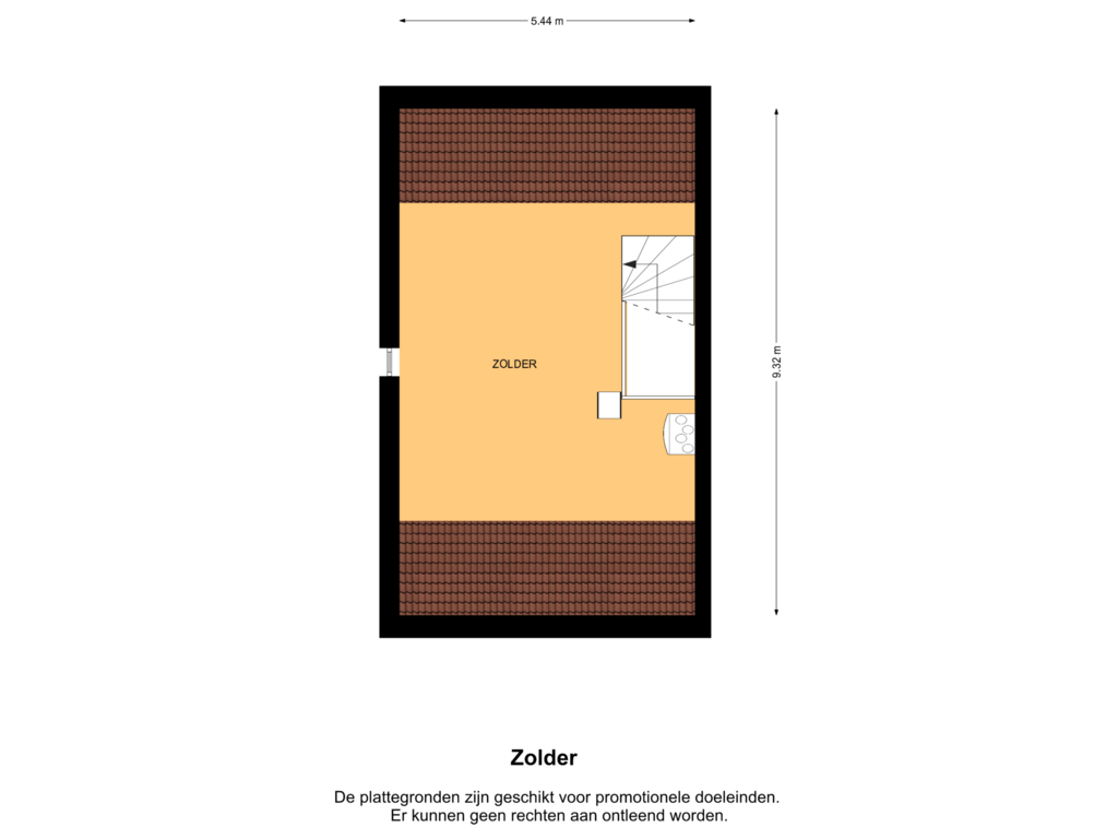 View floorplan of zolder of Hoekwoning (Bouwnr. 37)