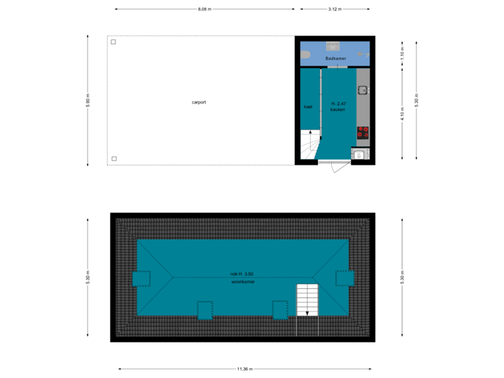 Bijgebouw met carport