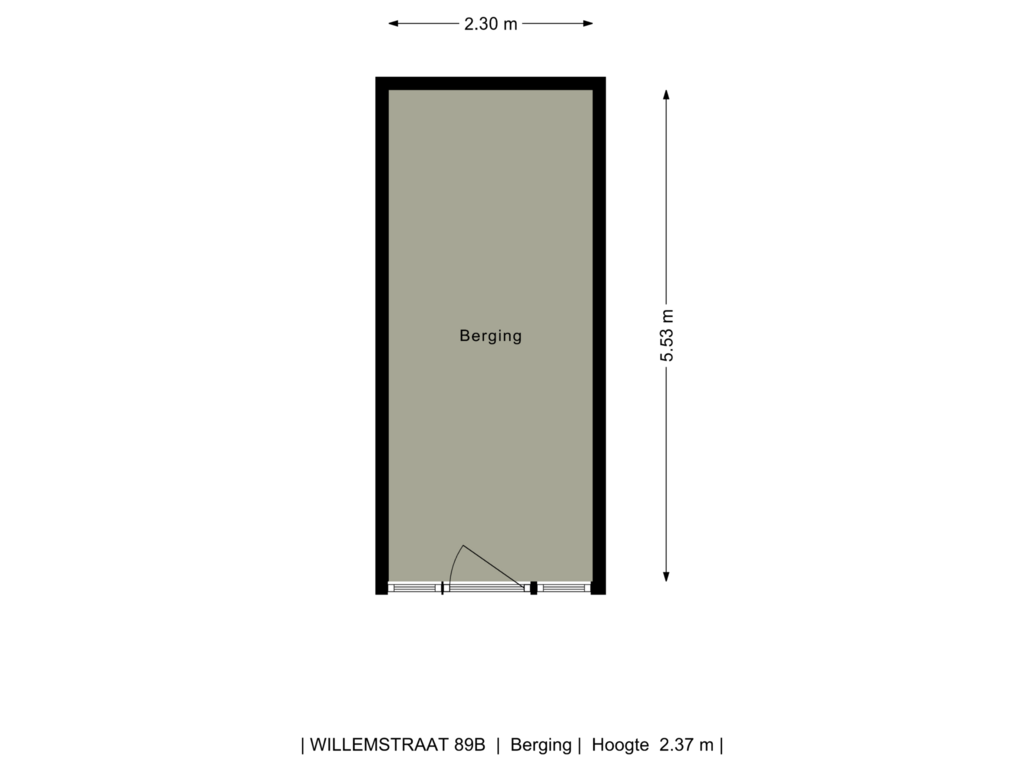 Bekijk plattegrond van Berging van Willemstraat 89-B