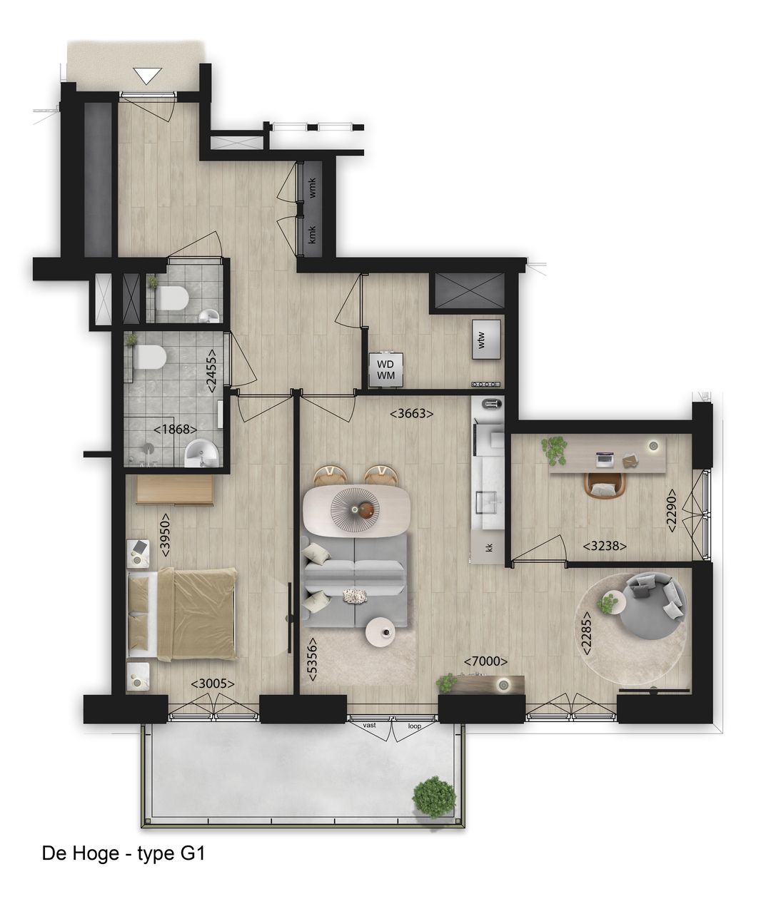 Foto 1 van 3-Kamer appartement (Bouwnr. 11.02)