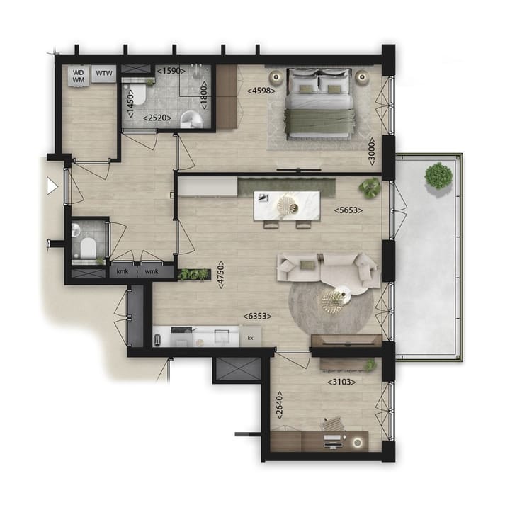 Foto 1 van 3-Kamer appartement (Bouwnr. 3.06)