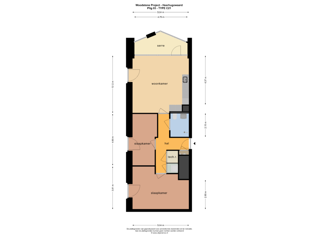 Bekijk plattegrond van Pltg 03 van Type C Diep 3 Kamer appartement comfort